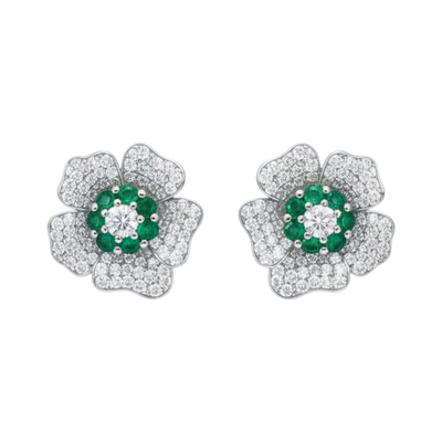 Aros Florecer Verde – Baño de Rodio