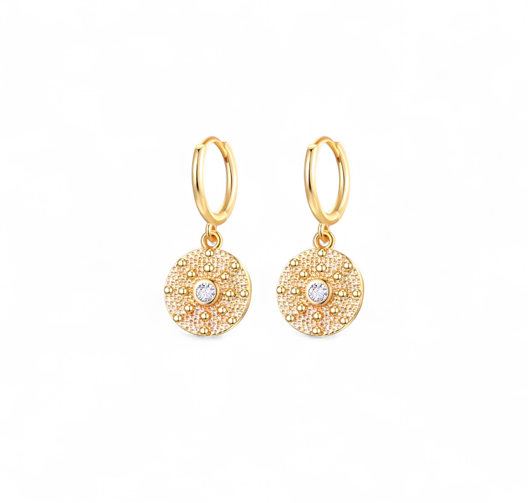 Argollas Medalla Sol Circonita - 18k