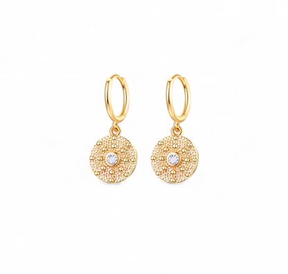 Argollas Medalla Sol Circonita - 18k
