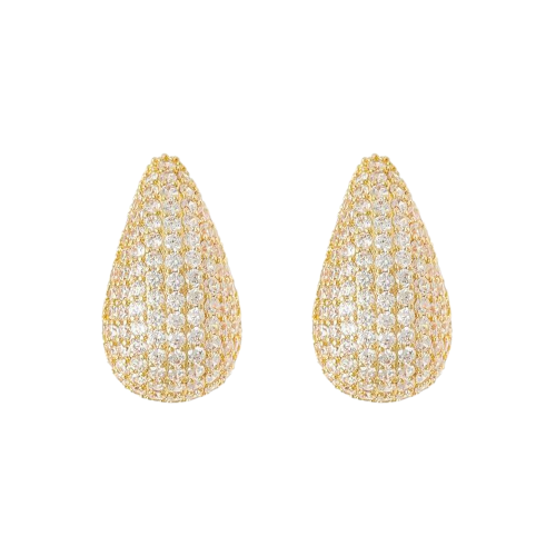 Aros Teardrop Pavé Dorados