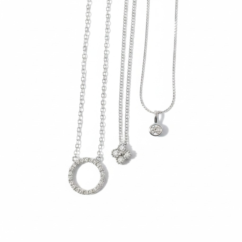 Cadena Ajustable Punto de Luz Irregular Baño de Rodio – Collar Moderno Mujer Chile