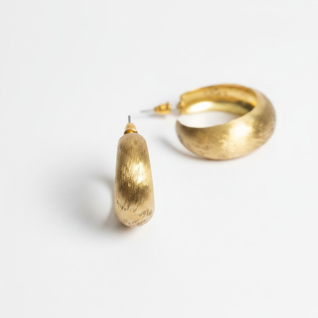Aros Argolla Satinada Grande - Baño de Oro 18k