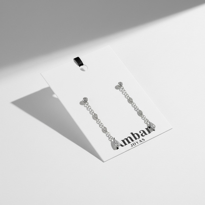 Aros Largos Circonitas - Plata 925