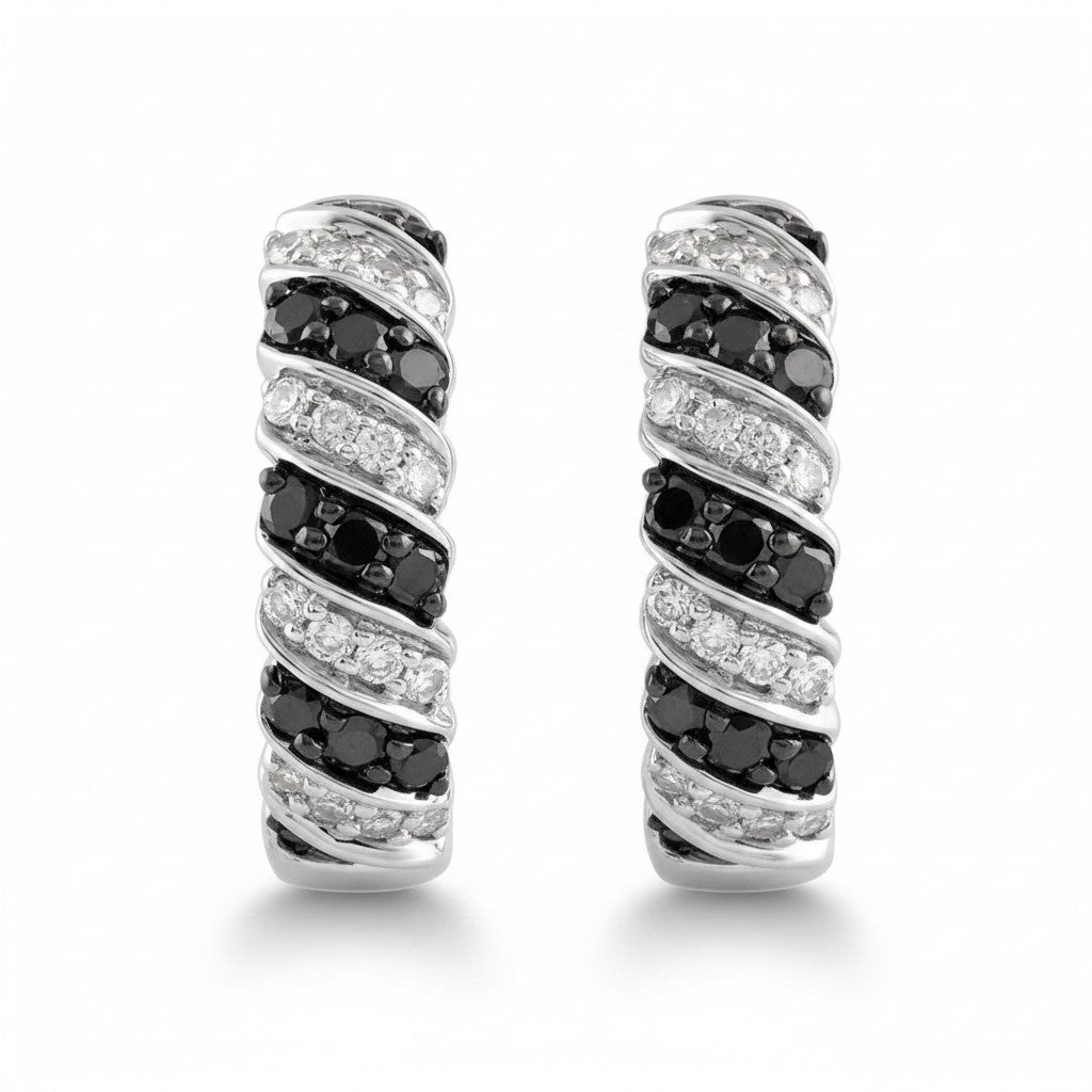Argollas Espiral Negro – Baño de Rodio