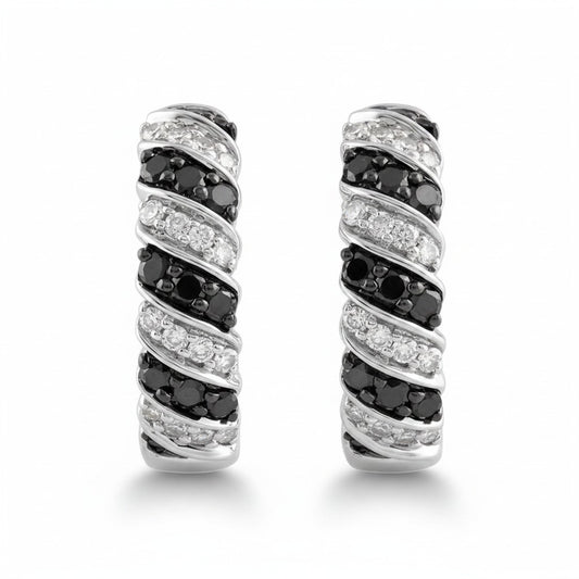 Argollas Espiral Negro – Baño de Rodio