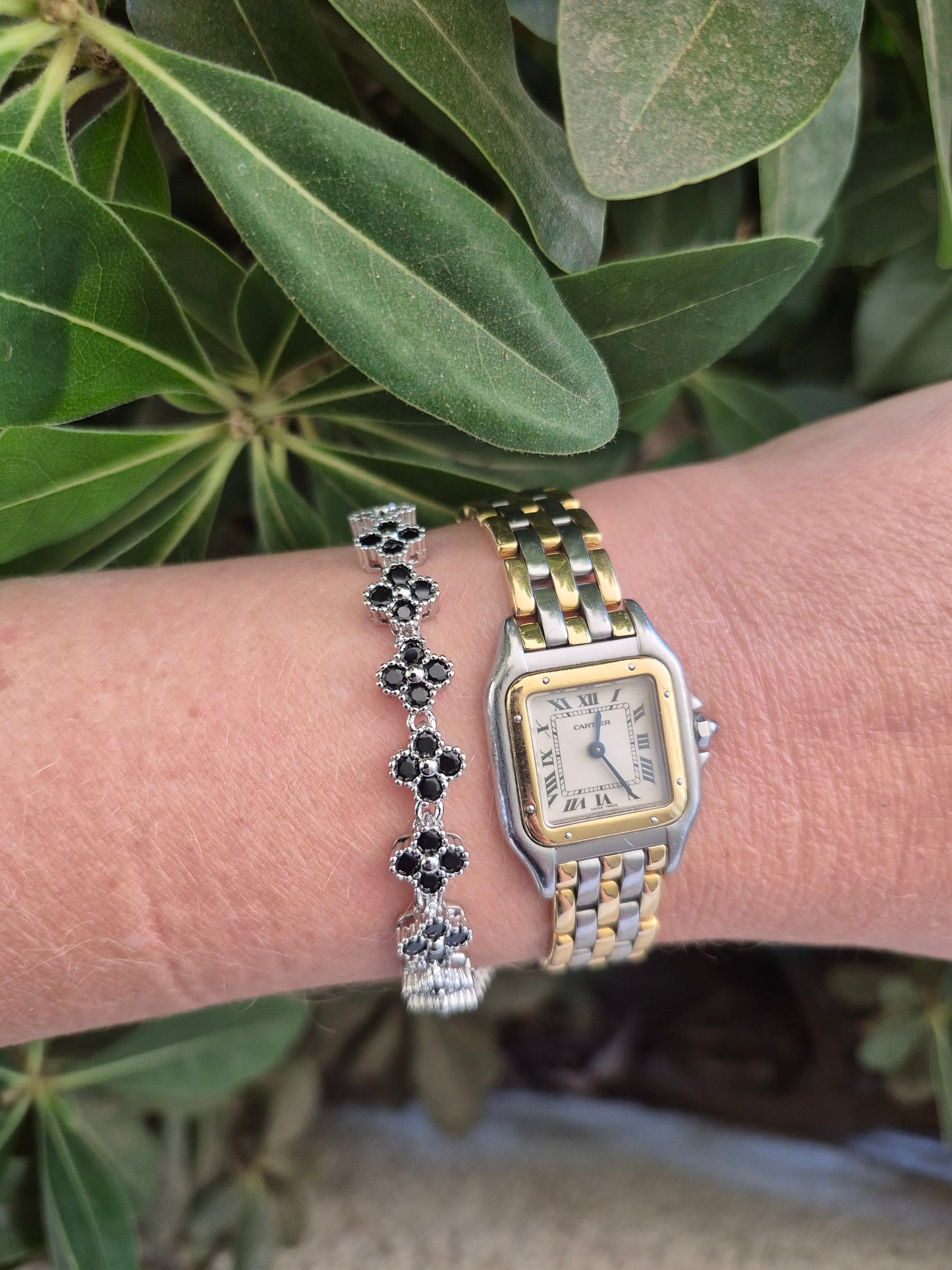 Pulsera Clover Mini Negro Plateado