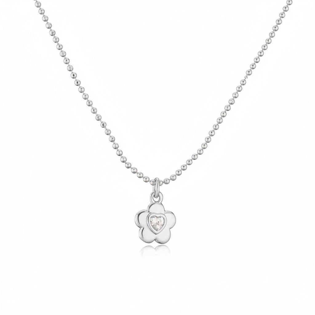 Collar Flor Corazón Cristal