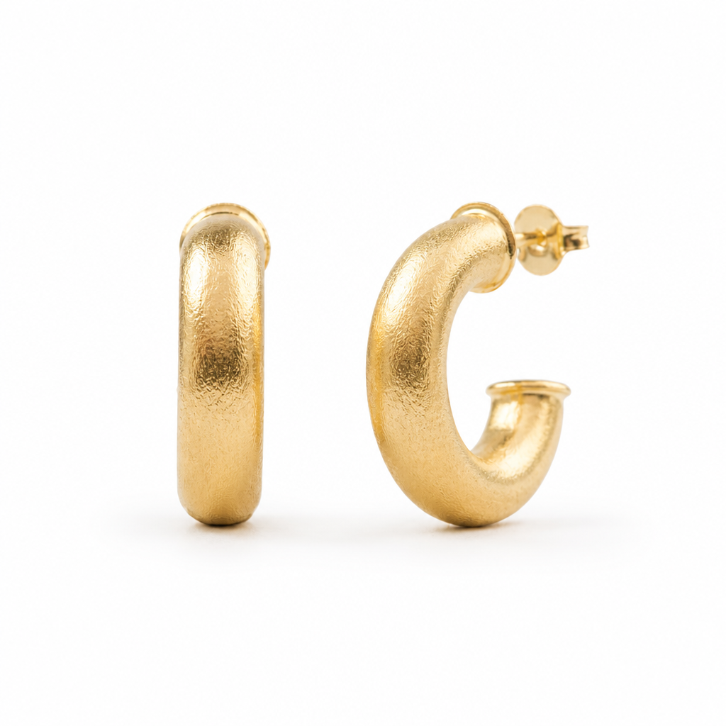 Argollas 2cm Satinadas Chunky - Baño de Oro