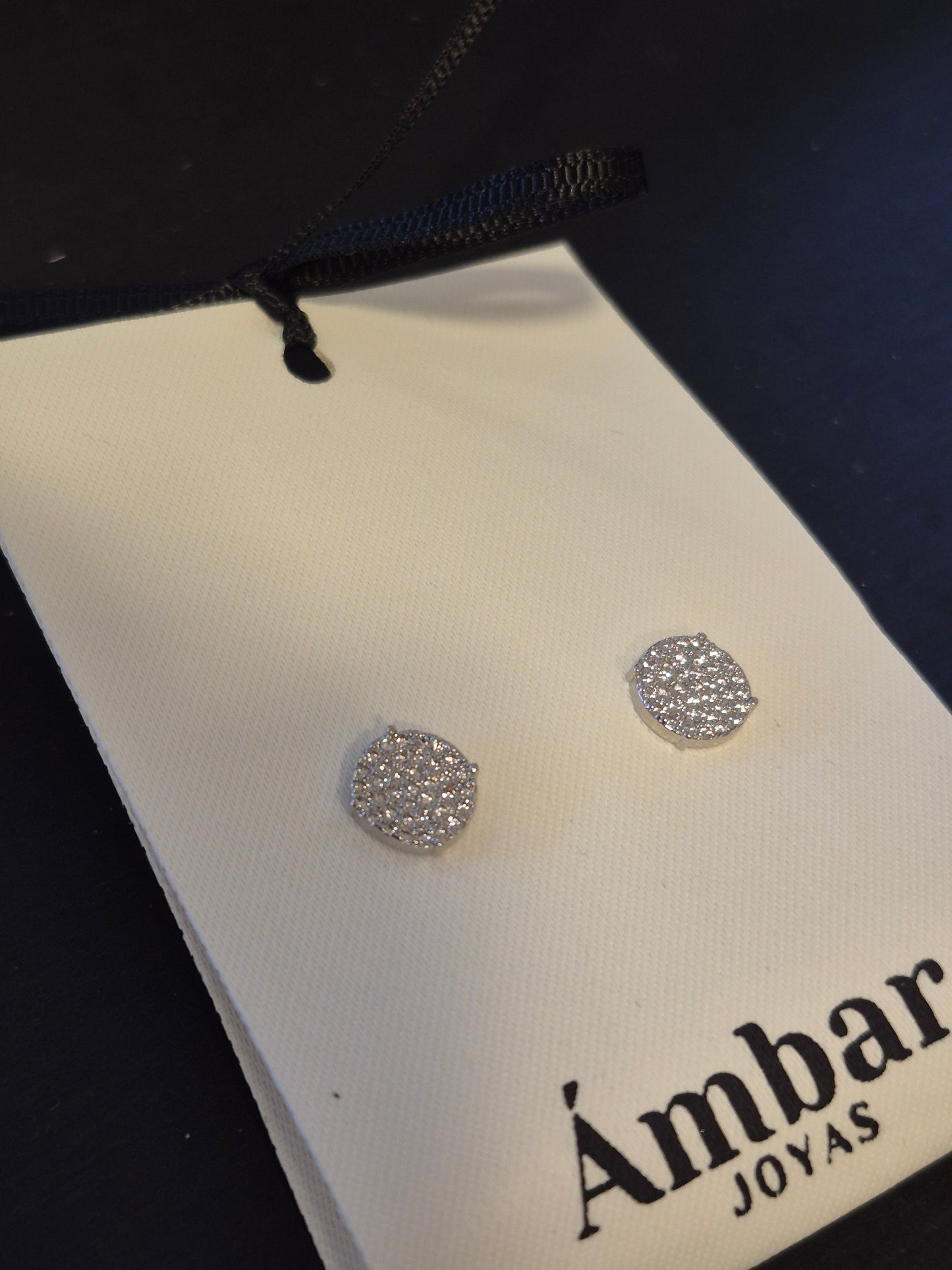Aros Cluster Studs Pavé Baño de Rodio
