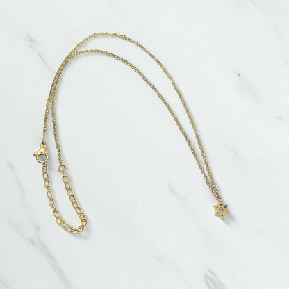 Collar Estrella de David Mini – Acero con Baño de Oro