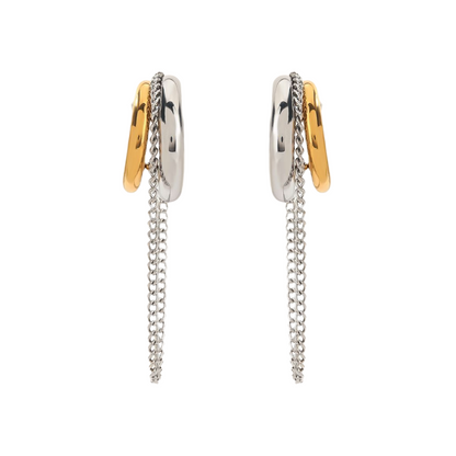 Argollas Bicolor con Cadena – Acero Inoxidable