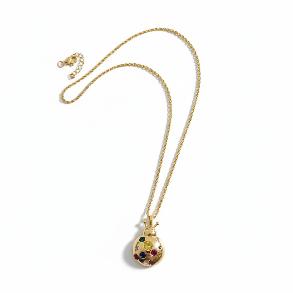 Cadena Escarabajo Maxi Multicolor - Baño de Oro 18k