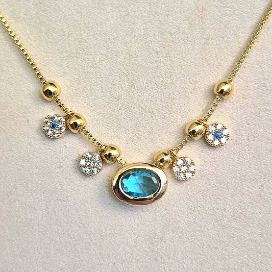 Collar Oval Agua Marina Charms