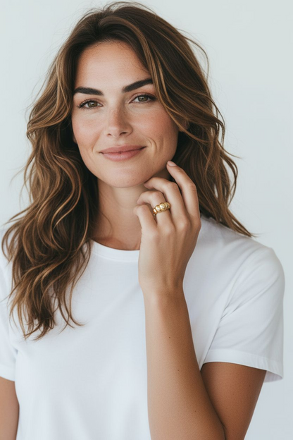 Anillo Ajustable Domo Irregular Plata 925 - Baño Dorado