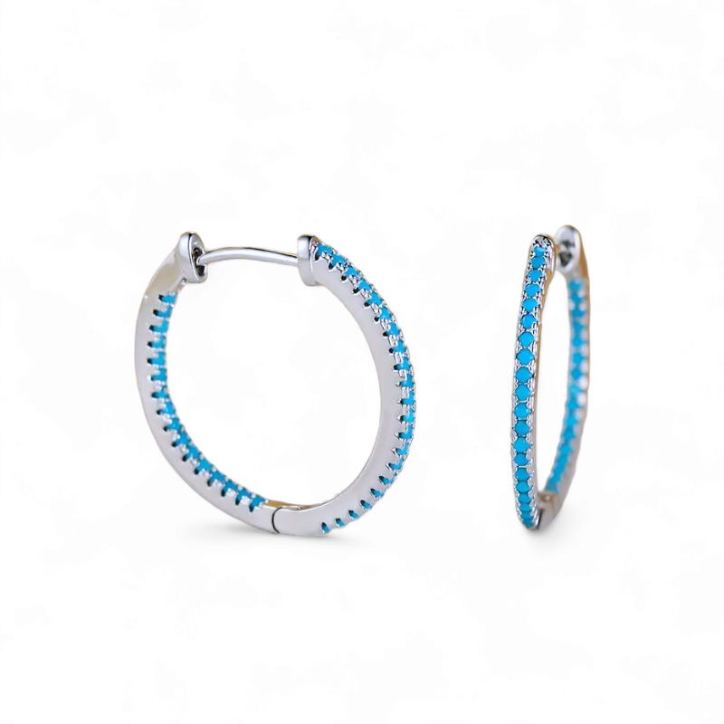 Argollas Circones Turquesa - Ámbar Joyas