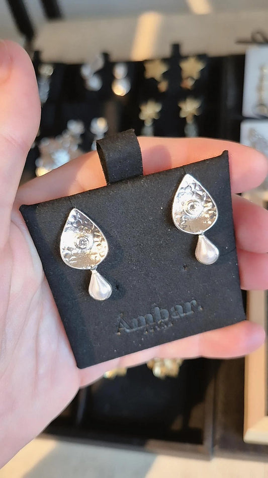 Aros Gota de Perlas Plateado