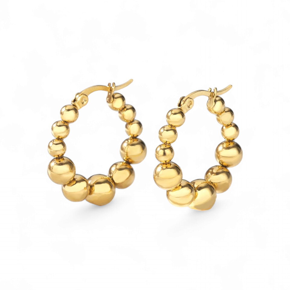 Argollas Big Bubble Acero Dorado - Baño Oro