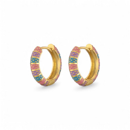 Argollas Esmaltadas Rosado/Azul