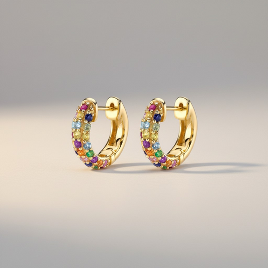 Argollas Arcoíris – Baño de Oro 18k y Rodio