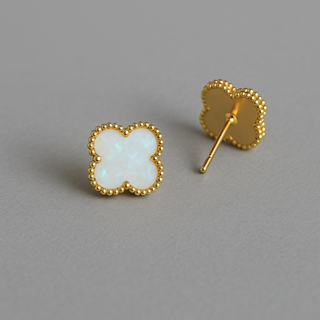 Aros Clovers Nacar Trébol Dorado