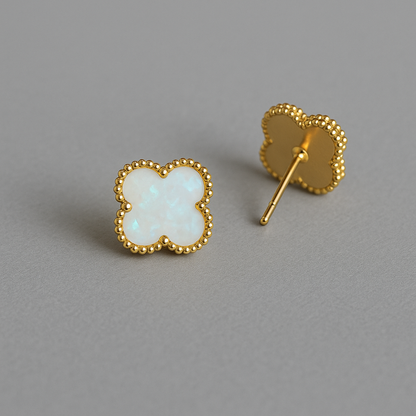 Aros Clovers Nacar Trébol Dorado