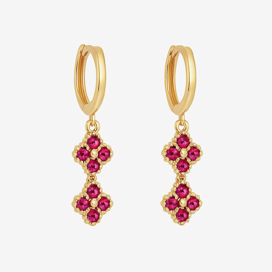 Aros Trébol Doble Mini Clovers Fucsia