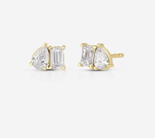 Aros Toi et Moi Plata 925 - Oro 18k