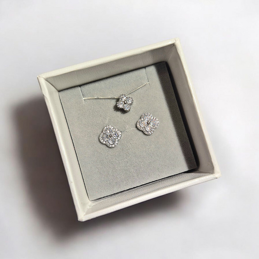 Aros Trebol Pavé en Rodio