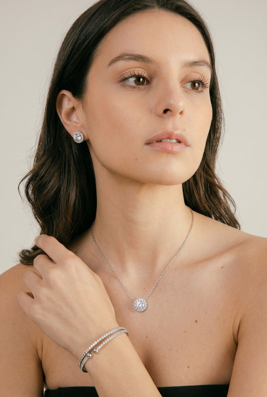 Collar Halo de Luz Circonitas Baño de Rodio