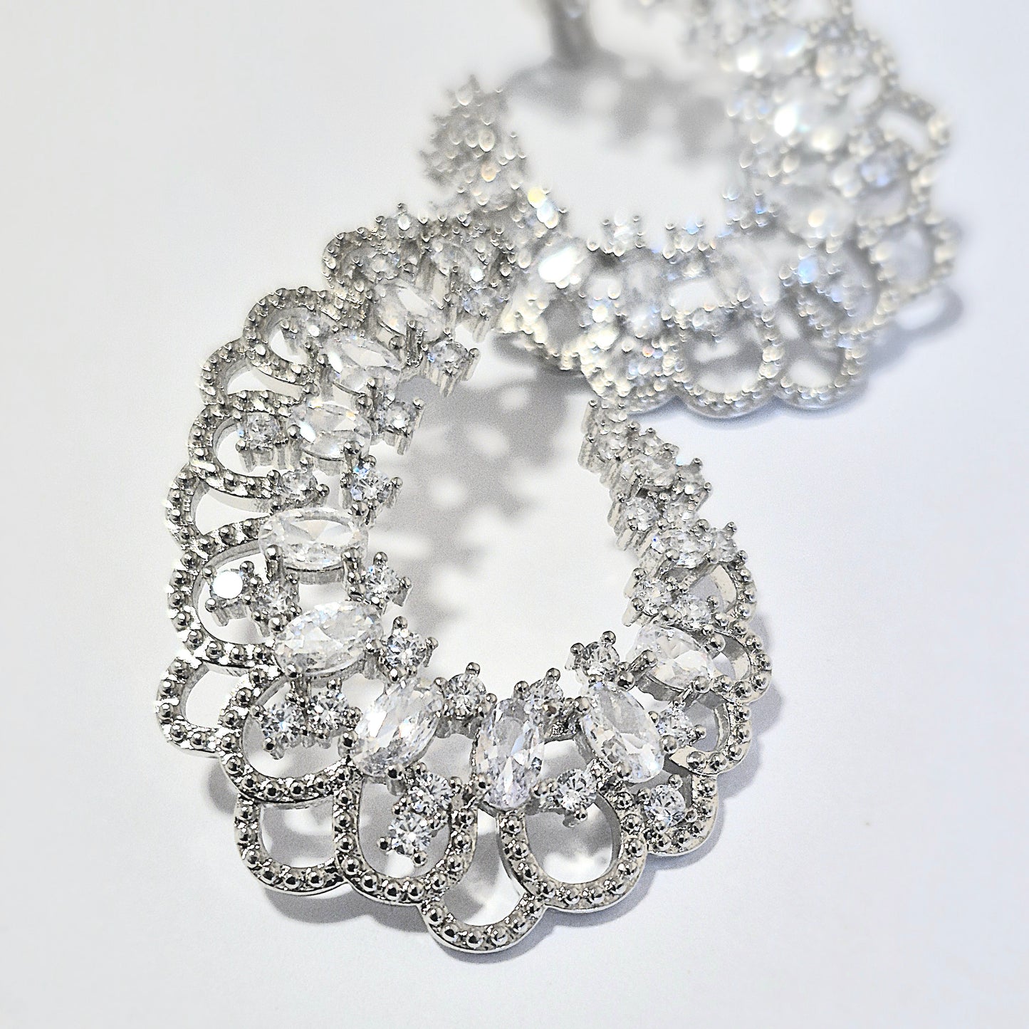 Aros Encaje Blanco - Rodio