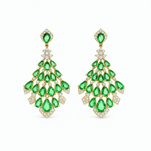 Aros Colgantes de Gota Verde
