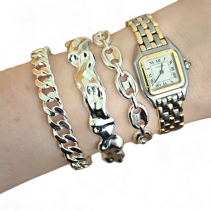 Pulsera Oval Link Baño de Plata