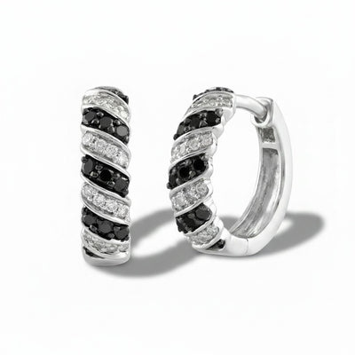 Argollas Espiral Negro – Baño de Rodio