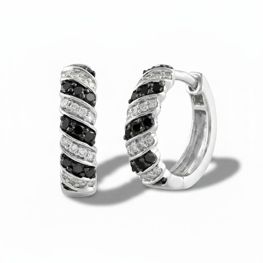 Argollas Espiral Negro – Baño de Rodio