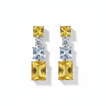 Aros Cascada Rectangulares Amarillos - Baño Rodio