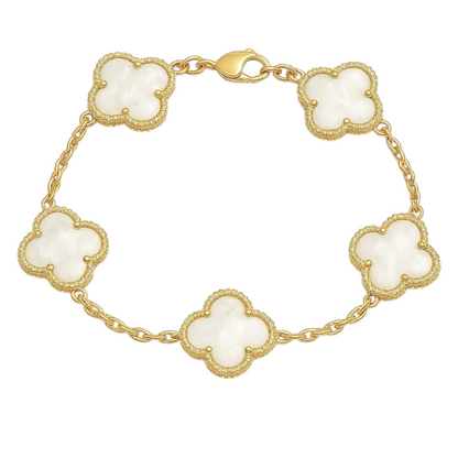 Pulsera Nacar Trebol Oro 18k
