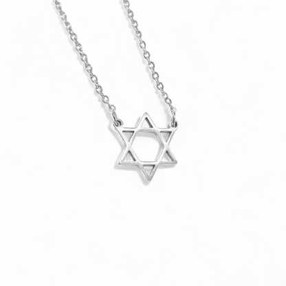 Collar Estrella de David Hueca en Acero
