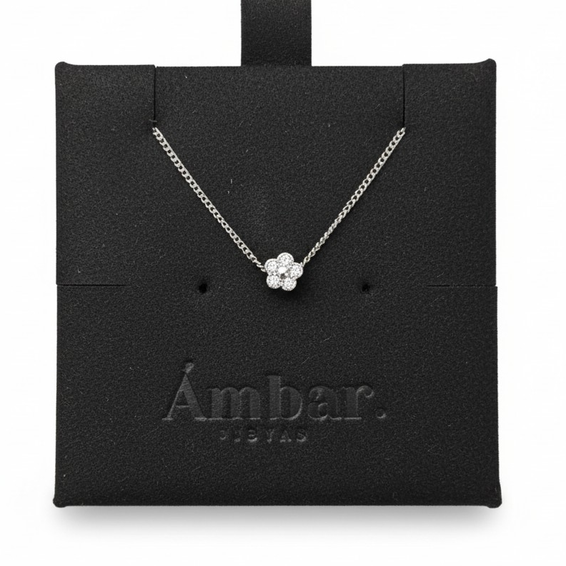 Collar Flor Mini de Circones - Rodio