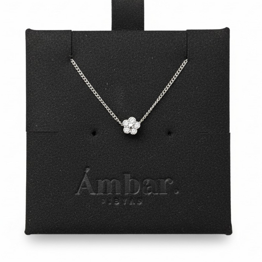 Collar Flor Mini de Circones - Rodio