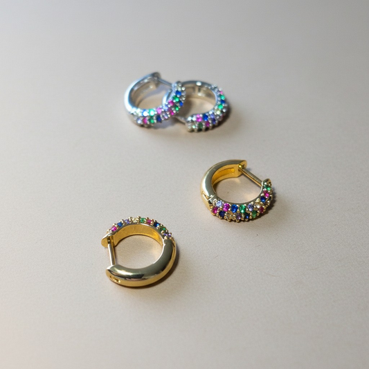 Argollas Arcoíris – Baño de Oro 18k y Rodio