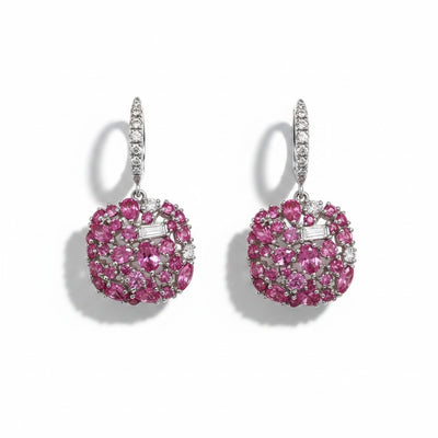 Aros Colgantes Rosados – Baño de Rodio
