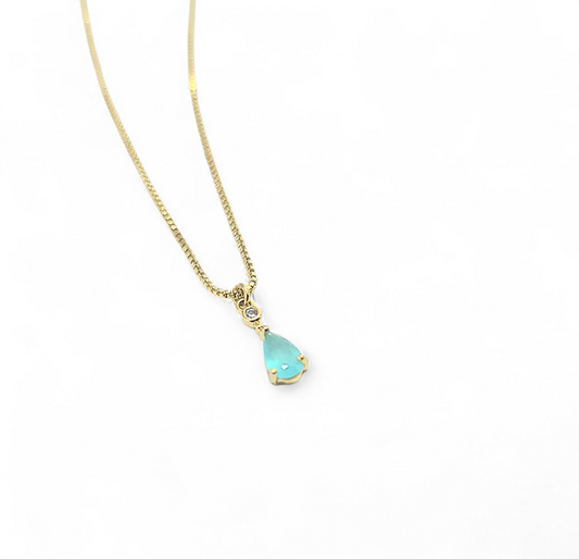 Collar Gota Turquesa con Baño de Oro 18k