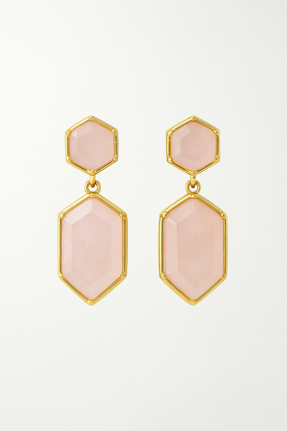 Aros Cuarzo Rosado Geométricos