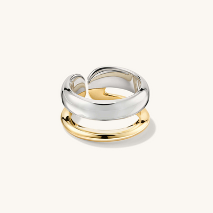 Anillo Ajustable Dos Colores Plata 925 - Rodio y Oro 18k