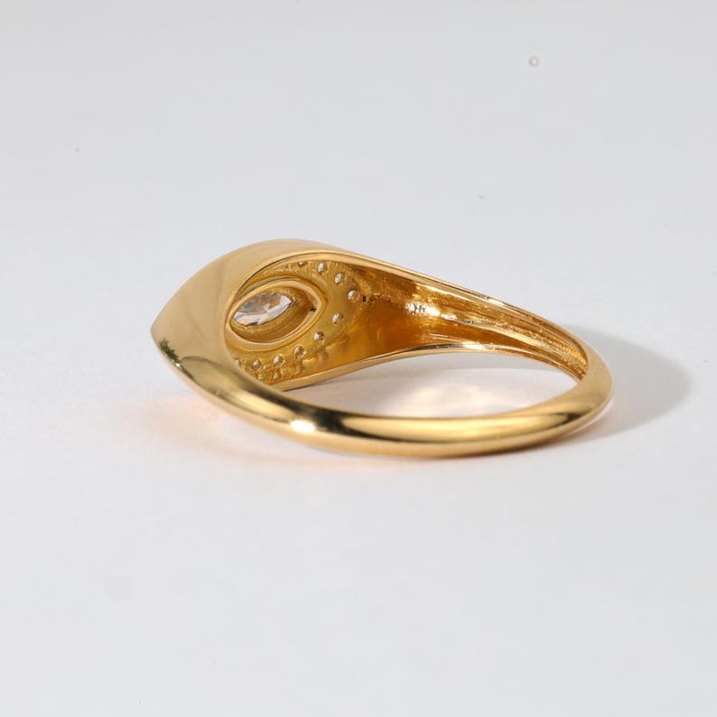 Anillo Ojo Marquise Pavé – Baño de Oro 18k
