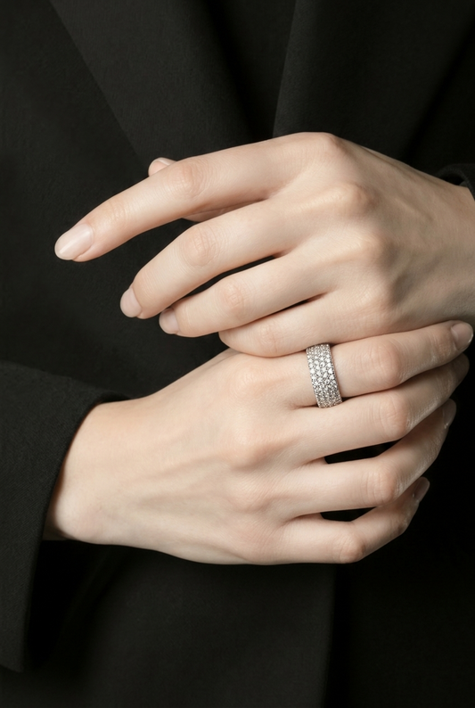 Anillo Banda Pavé Imperial – Baño de Rodio