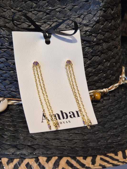 Aros Cascada 6cm Plata 925 –  Baño de Oro