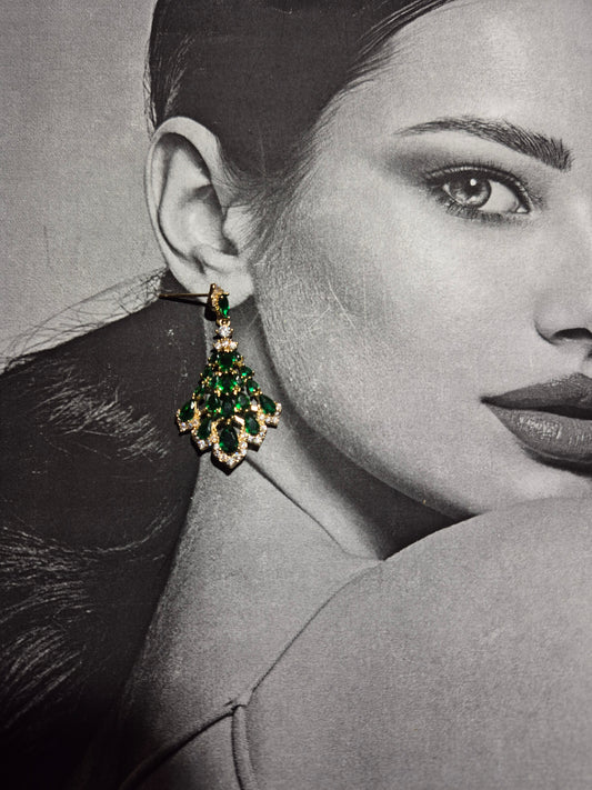 Aros Colgantes de Gota Verde