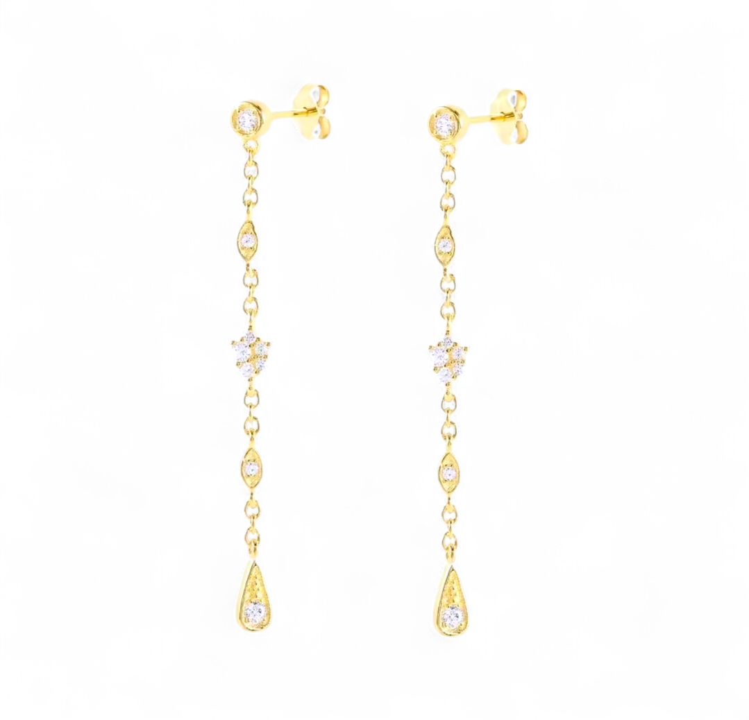 Aros Drop Shine Plata 925 – Baño de Oro 18k