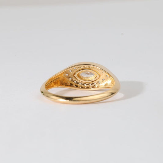 Anillo Ojo Marquise Pavé – Baño de Oro 18k